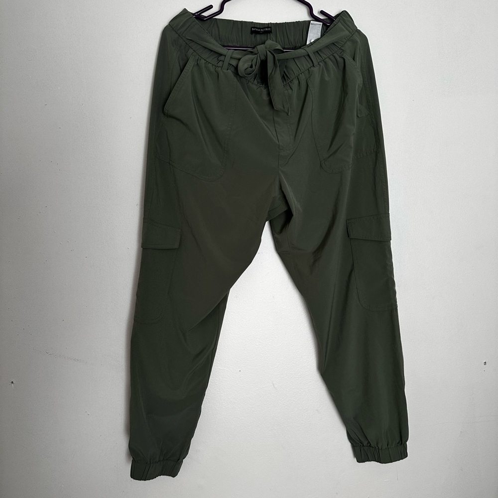 Paper bag tie elastic joggers
